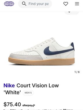 Nike Court Vision Low White Navy with Gum Sole